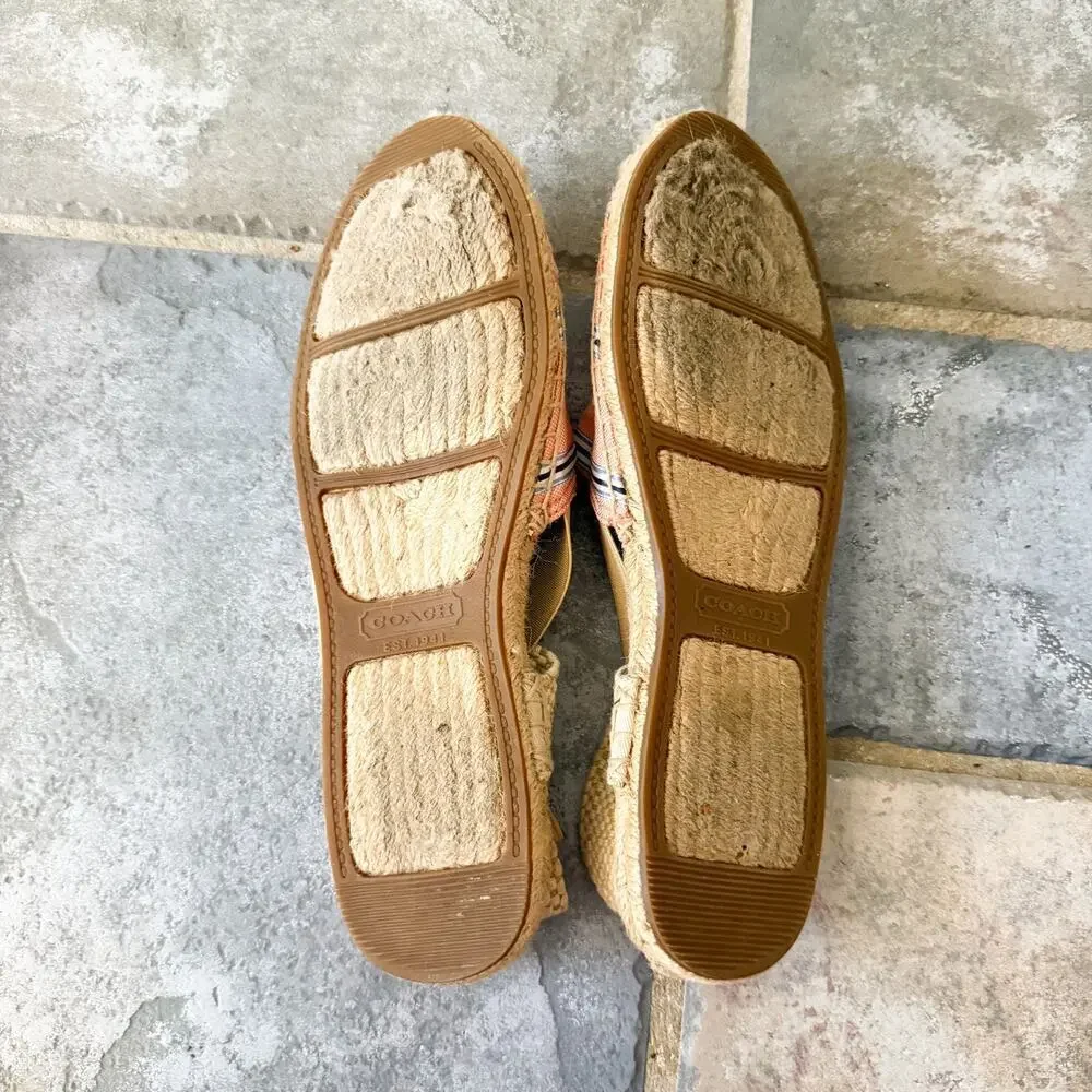 Coach Rayanne Espadrille Sandals Pink Stripe Slingback Size 8